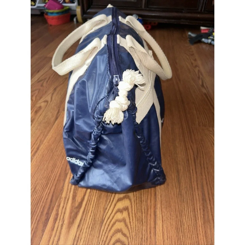 Vintage 70S / 80S Adidas Bag Shopper‎ Beach Bag Blue White 1.78Z